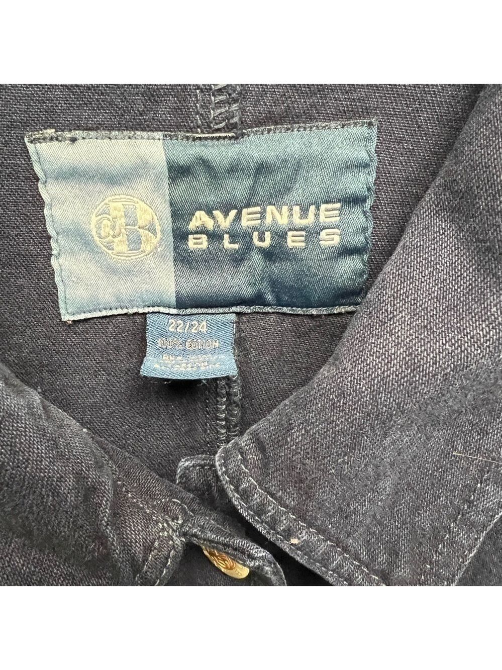 AVENUE Blues Jean Jacket Womens Plus Dark Blue Wash Stretch Size 22/24 (sk022) - Picture 5 of 9